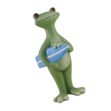 Grappige kikkers hars beeldje ornament voor vakantie-surfplank