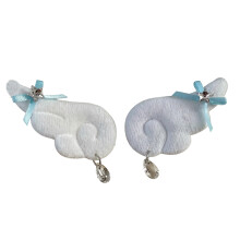 Paar 1 Vintage Y2K Stil Stoff Flügel Brosche Accessoire für-Blau