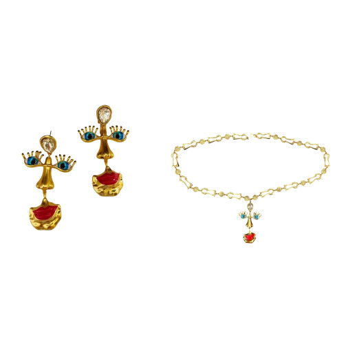 Boucles d'oreilles/collier en cuivre à la mode,-collier 1