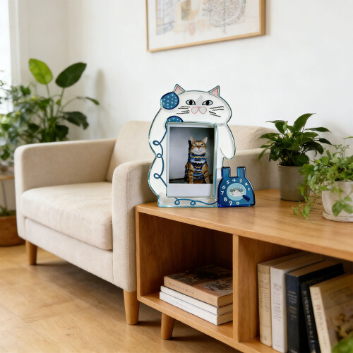 2Pcs Clear Acrylic Picture Frame Cute Cats-Translucent Blue 2