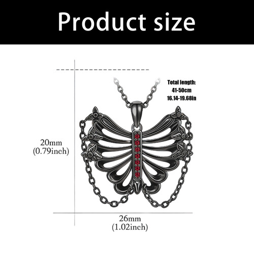 Stilvolle schwarze Gothic-Schmuck-Halskette mit geripptem Design 1