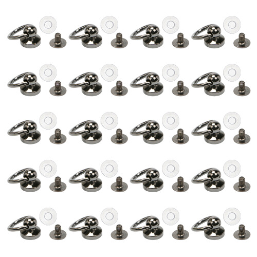 20Pcs Screwback Round Head Rivet with Pull Rings-black Design 1