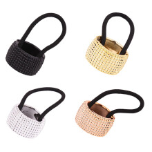 4pcs Metal Hair Cuff Ponytail Holder Set for Women, Elastic Bands in Black Rose Gold Gold Silver