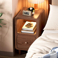 Bedside Table Brown 30x38x48cm Narrow Nightstand with Storage Shelves for Small Spaces Bedroom