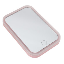 Pink LED Touch Makeup Mirror, 500mAh, Square Desk