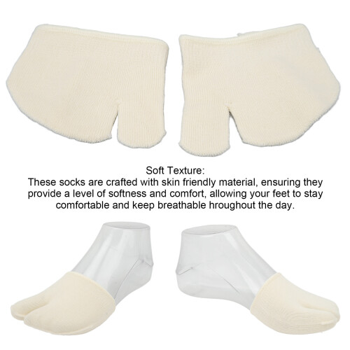 Front Toe Split Socks, 3 Pairs, Milk White 2