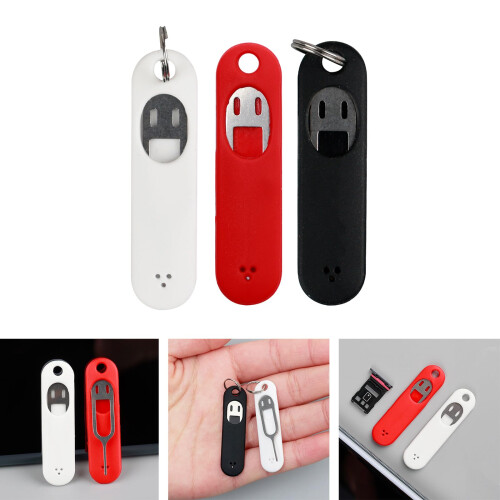 Red SIM Card Ejector Tool with Detachable Keychain, Easy SIM Tray Removal Pin for Smartphone 1