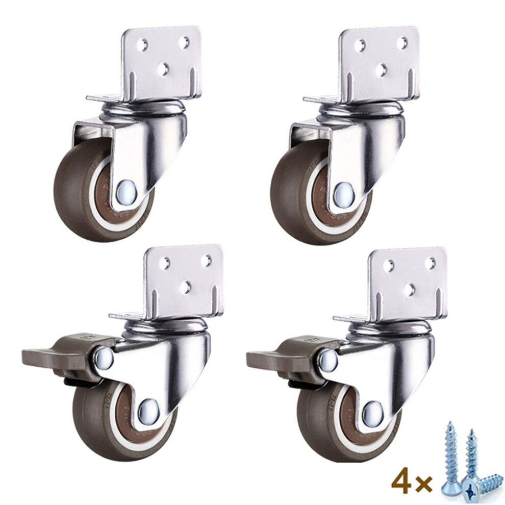 L Shape Swivel Caster Wheels With Brake, Heavy Duty Rubber Furniture And Trolley Wheels, 360 Mobility 9073542017479