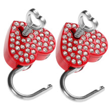 Heart Shaped Small Padlock with Key for Suitcase and Lockers, Compact Metal Travel Mini Lock