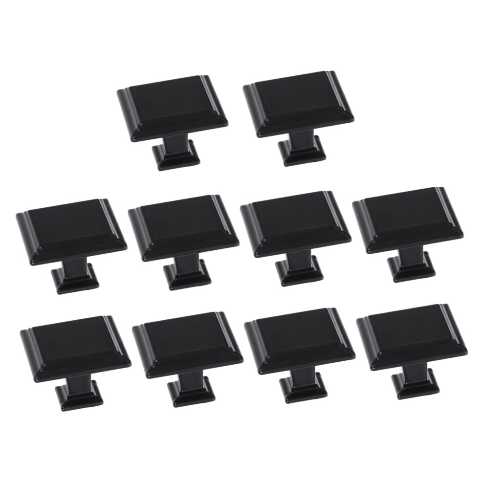 10Pcs Black Square Cabinet Knobs And Drawer Pulls, Modern Aluminum Design For Dressers And Wardrobes 9330225348771
