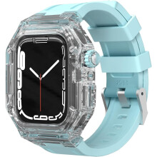 Transparent Hard PC Case and Fluoroelastomer Replacement Band for Apple Watch 45mm Series 8 7 6 SE D