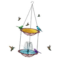 Light weight Hanging Solars Bird Bath With Metal Basin-Purple