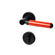 French Style Brass Door Handle Lock Silent Closing Magnetic Interior Door Lock for Bedroom Black Red