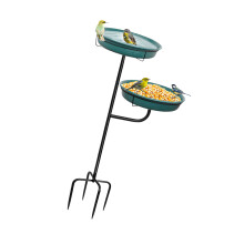 Unique Backyard Bird Water Dish Featuring Food Space For-Green