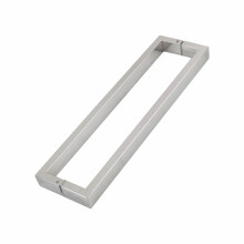 Stainless Steel Glass Door Handle for Bathroom Shower Room, Square Curved Design with Elegant Gold Detailing