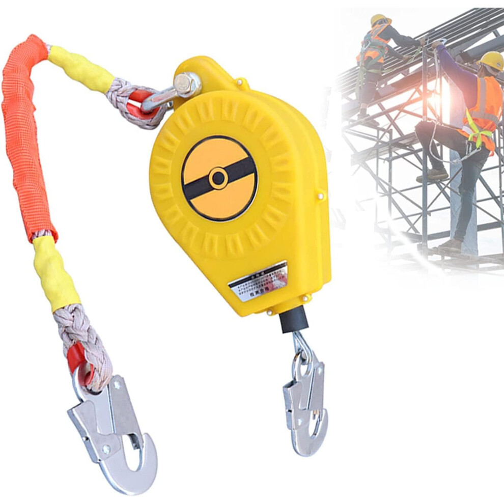 40M Self Retracting Lifeline Fall Arrest Lanyard with Steel Wire Rope, Alloy Steel Hook, QuickAction Braking System