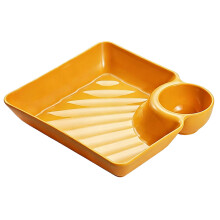 Space Saving Condiment Dish Dip Tray For Dumplings-Yellow
