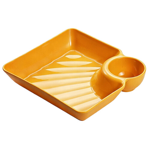 Space Saving Condiment Dish Dip Tray For Dumplings-Yellow