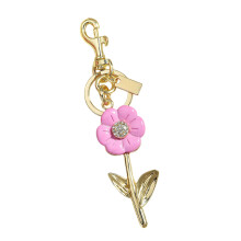 Modieuze metalen sleutelhanger met zonnebloempatroon,-Roze