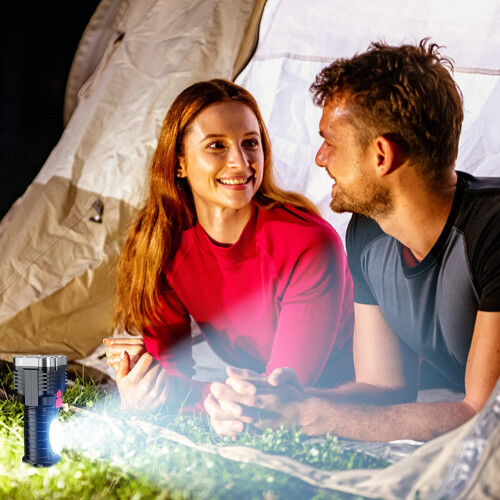 Rechargeable LED Flashlight  Lumens Super Bright Camping Flashlight with Side Work Light Silver 1