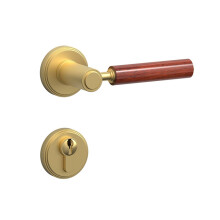 Silent Copper Door Handle Lock for Wooden Door, Brushed Gold Sandwood Bedroom Privacy Lock