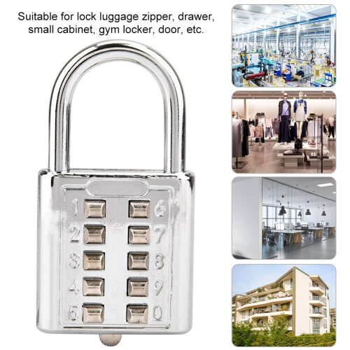 10 Digit Combination Padlock Keyless Numeric Lock with Secure Access for Luggage, Cabinet, Drawer 2