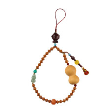 Beaded Phone Lanyard Wrist Strap with Gourd Pendant, Cute Anti‑Lost Phone Charm Keychain Wristlet