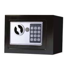 Small Digital Safe Box for Home Office, Solid Steel Construction with Programmable Lock and Key Override, Black