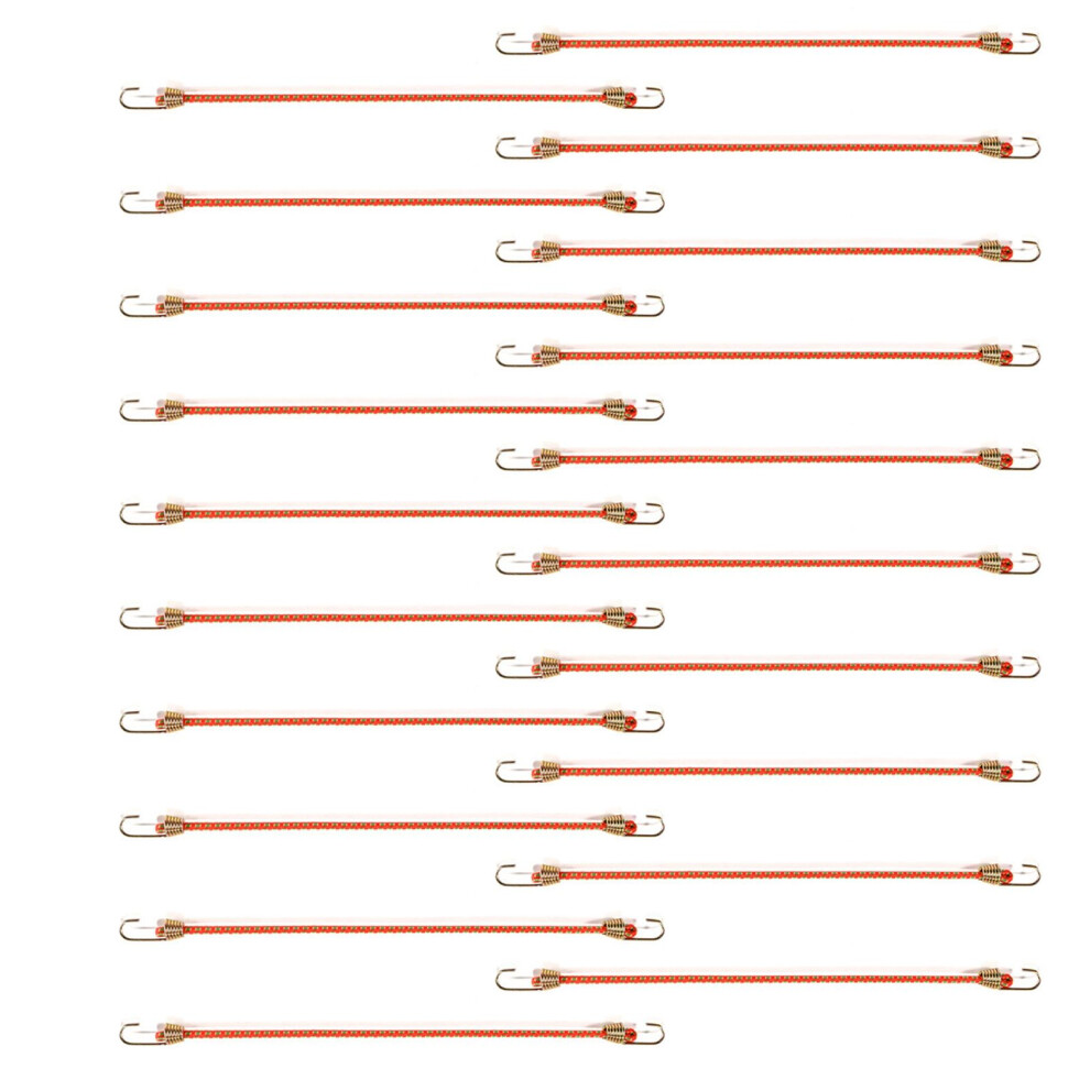 20Pcs Heavy Duty Bungee Cords With Hooks, Durable Latex Elastic Straps For Tarps, Luggage And Camping 9330225349204