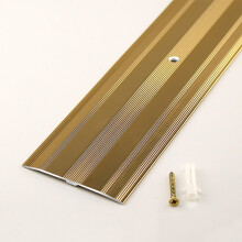 Gold Aluminum Door Threshold Strip with Screws for Wood to Carpet, Draft‑Blocking and Scratch‑Resistant