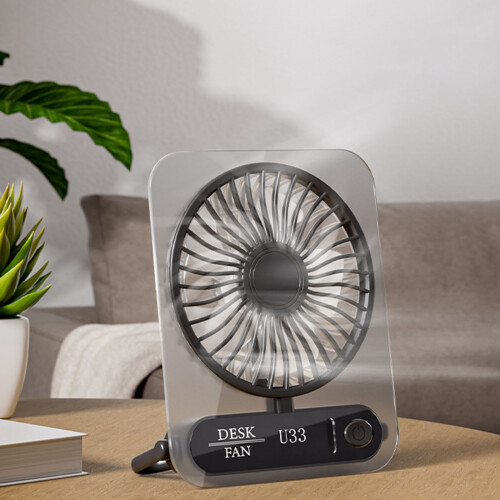 Mode-desktopventilator met veiligheidsgaasbeschermer-Zwart 1