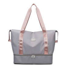 Waterproof Foldable Travel Duffle Bag for Women with Trolley Sleeve and Dry Wet Pocket Grey