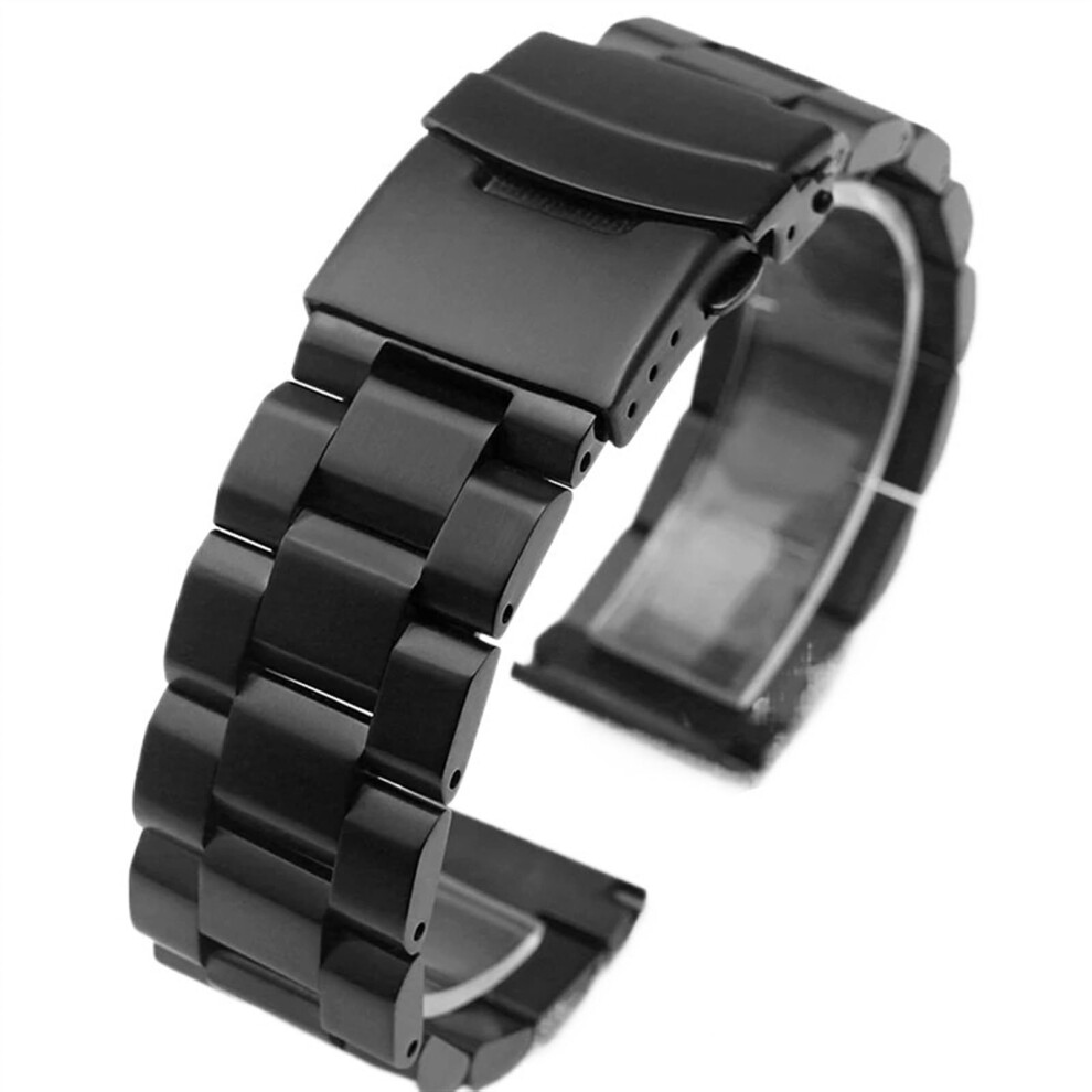 22Mm Stainless Steel Watch Band With Adjustable Links And QuickâRelease Clasp For Smartwatch Black 9351714497398