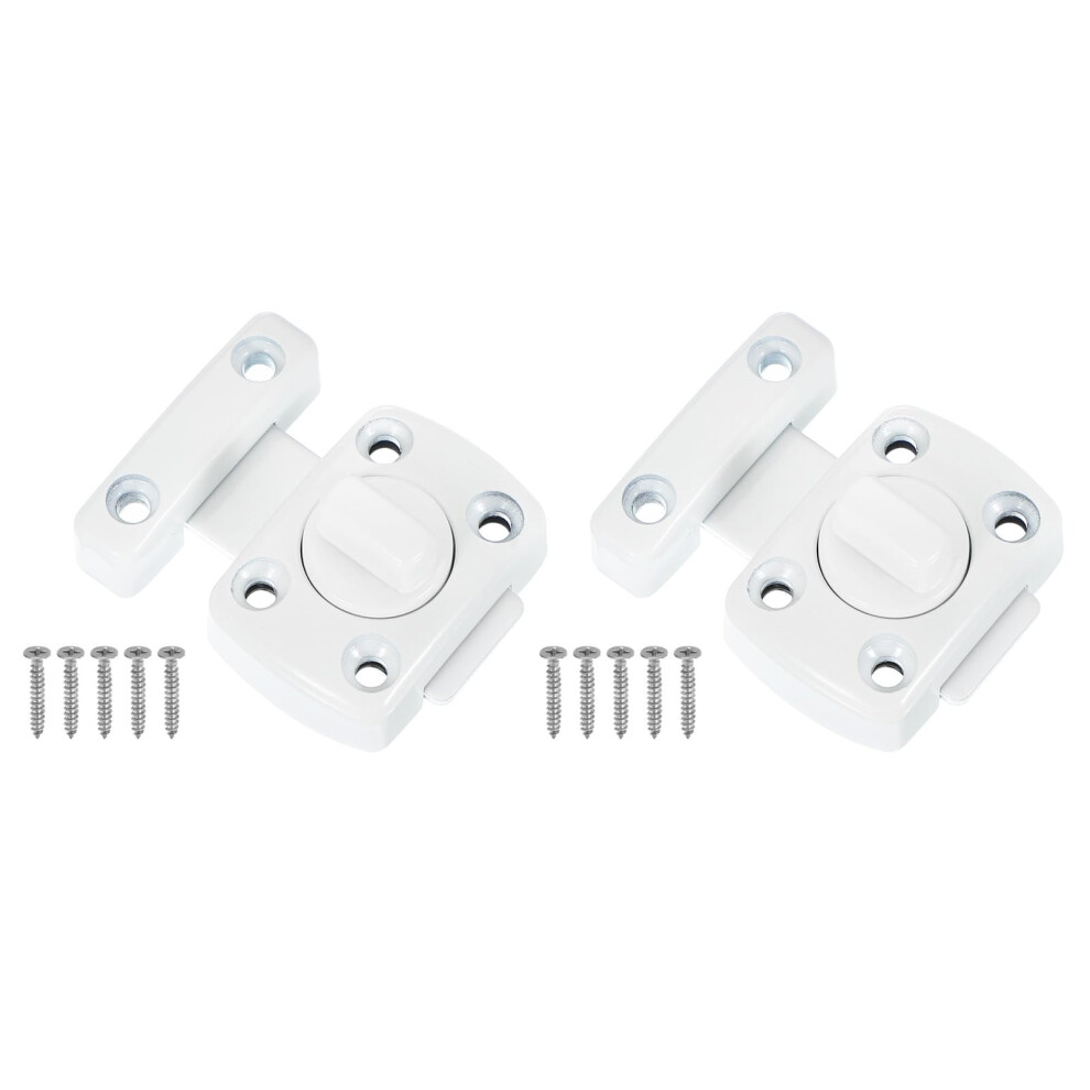 2 Pack White Zinc Alloy Gate Latch With Screws, 180 Rotate Door Bolt Latch For Cabinet And Closet Safety 9330225349365
