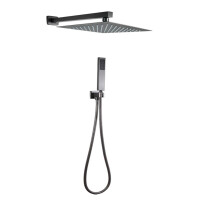 AllMetal Rain Shower Head Set with Handheld, 10 Inch Stainless Steel Wall Mounted System, Metal Grey