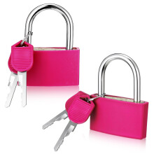 Pink Aluminum Gym Locker Lock with Key, Waterproof Cut‑Resistant Padlock 2 Pack for Shed and Gate