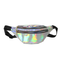 Holographic Fanny Pack PU Leather Waist Bag with Laser Finish, Convertible Design for Unisex Travel