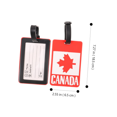 2pcs Canadian Flag Luggage Tag Set – Durable Travel ID with Multi‑Function Card Holder and Secure Loop 1