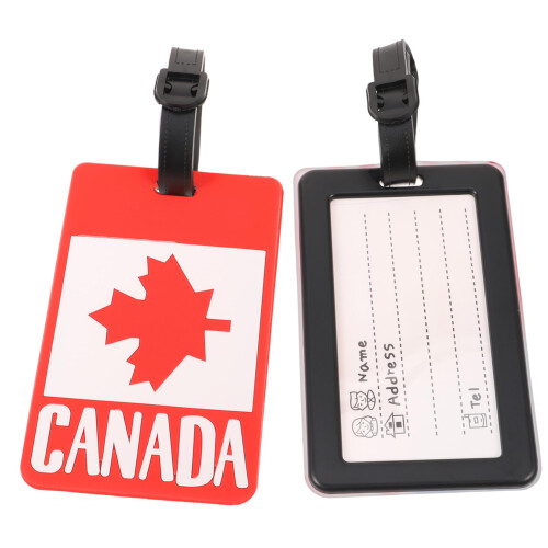 2pcs Canadian Flag Luggage Tag Set – Durable Travel ID with Multi‑Function Card Holder and Secure Loop
