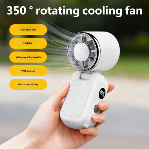 Portable Handheld Fan 5 Speed Cooling USB Rechargeable-White 2