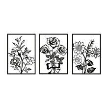 3Pcs Metal Flower Wall Decors Rustics Floral Art Wall-Set 49