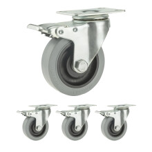 Heavy Duty Swivel Casters 3 Inch Set of 4, Silent TPR Locking Furniture Caster Wheels with Dual Lock Design and 360 Smooth Mobility