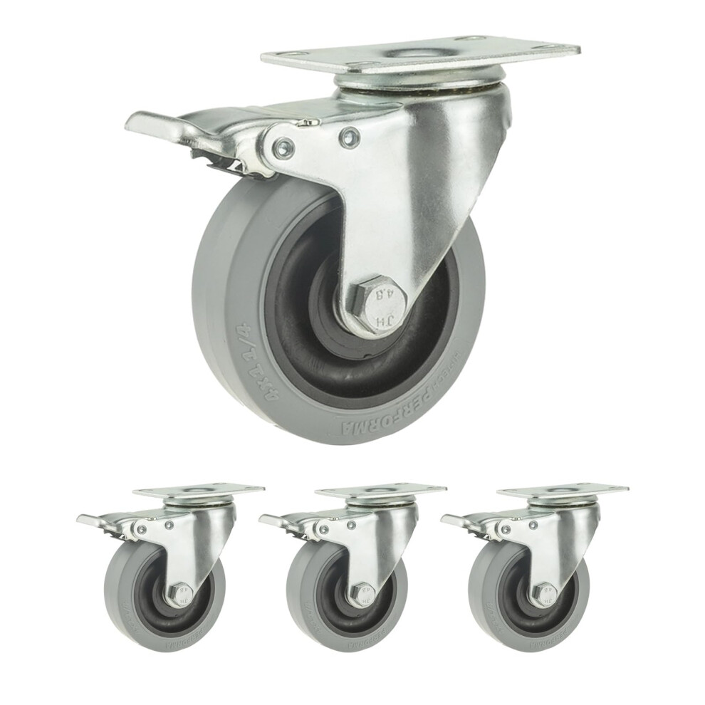Heavy Duty Swivel Casters 3 Inch Set Of 4, Silent Tpr Locking Furniture Caster Wheels With Dual Lock Design And 360 Smooth Mobility 9771547874416