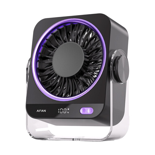Draagbare bureauventilator, USB oplaadbaar, kleine-Grijs normaal