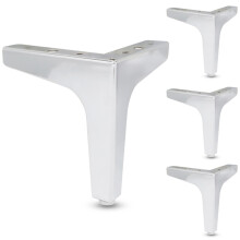Silver Metal Furniture Legs 15cm 4 Pack, Rustproof Steel Triangular Sofa Support for Table Bed Cabinet