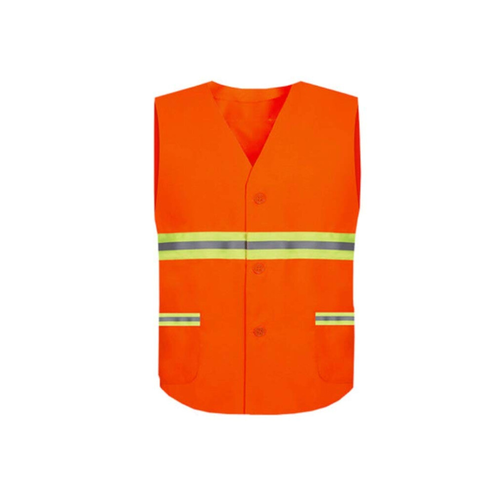 Reflective Safety Vest Visibility Fluorescent Orange Vest With Reflective Strips For Construction And Cycling 9330225349907