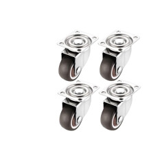 1 Inch Rubber Furniture Casters Set, Low Noise Smooth Rolling, 4 Hole Flat Plate for Drawers