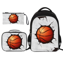 3 in 1 Kids Sports Backpack Set with Lunch Box and Pencil Case, Durable School Bag for Boys Football Basketball Soccer