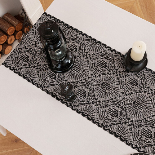 House Table Black Lace Trim Polyester Seasonal-Spider web 3 1