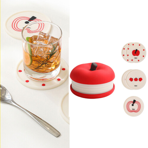 Runder, hitzebeständiger Untersetzer, kreatives Apfel-Design, 1